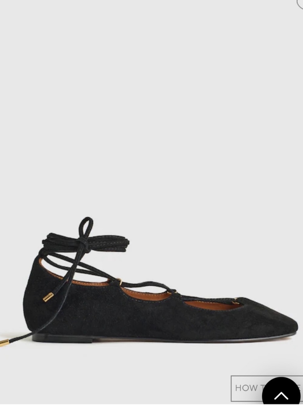 NIB • Madewell Greta Lace Up Ballet Flats - Black